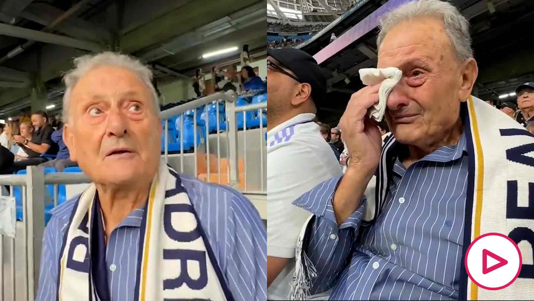Puro sentimiento un abuelo de 85 años se emociona al pisar el Bernabéu