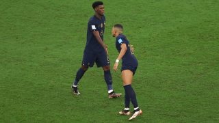 Tchouaméni y Mbappé en el Mundial. (Getty)