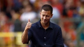 Hazard durante su despedida con la selección belga. (AFP)