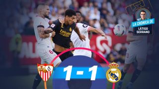 El Real Madrid empató a uno ante el Sevilla con un pésimo arbitraje de De Burgos Bengoetxea.