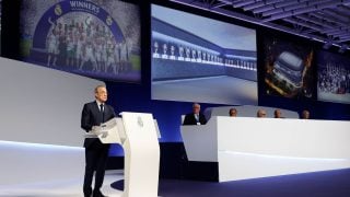 Florentino Pérez, durante una Asamblea. (Realmadrid.com)