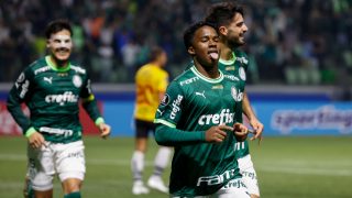 Endrick celebra un gol con el Palmeiras. (EFE)