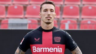 Grimaldo, con el Bayer Leverkusen. (Getty)