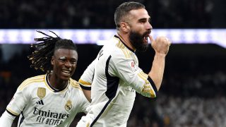 Carvajal celebra el gol ante el Valencia. (Getty)