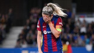 Alexia Putellas, se lamenta en un partido del Barcelona. (Getty)