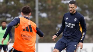 Joselu durante un entrenamiento con el Real Madrid (Realmadrid.com)