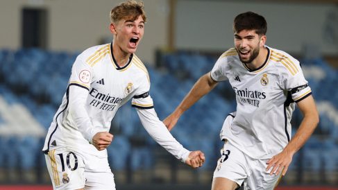 Nico Paz tras marcar un gol con el Castilla (Realmadrid.com)
