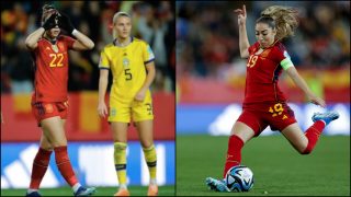 Athenea y Olga, en el partido de España contra Suecia. (RFEF/EFE)