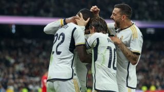 Los jugadores del Real Madrid celebran el gol de Rüdiger (EFE)