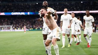 Dani Carvajal celebra su gol contra el Almería. (Europa Press)