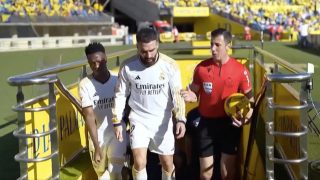 Soto Grado y Carvajal en el descanso de Las Palmas-Real Madrid