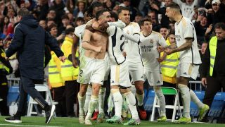El Real Madrid celebra un triunfo en el Bernabéu. (Getty)