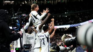 Los jugadores del Real Madrid celebra un gol. (Getty)