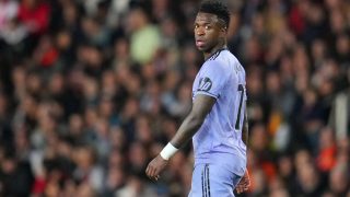 Vinicius, durante un partido contra el Valencia. (Getty)