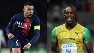 Kylian Mbappé y Usain Bolt. (Getty)