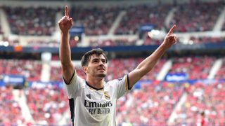 Brahim Díaz celebra su gol en El Sadar. (Getty)