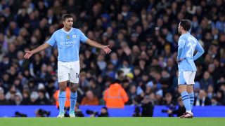 Rodri y Bernardo Silva. (Getty)