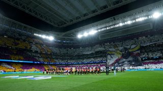 Mosaico del Bernabéu antes del partido contra el City. (Getty)