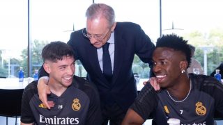 Florentino Pérez apoyó a los jugadores en Valdebebas. (Real Madrid