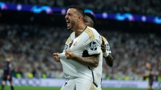 La euforia de Joselu, autor de los dos goles del Real Madrid. (EFE)