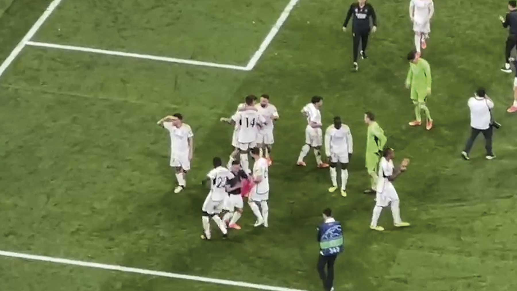La celebración del Real Madrid tras su pase a la final de Champions