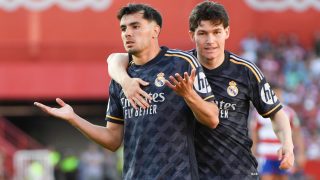 Brahim y Fran García celebran un gol. (EFE)