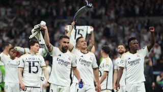 Los jugadores del Real Madrid, tras el pase a la final de la Champions League. (Getty)