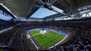 Pantallas del Bernabéu en la final de la Champions de 2022 (Realmadrid.com)