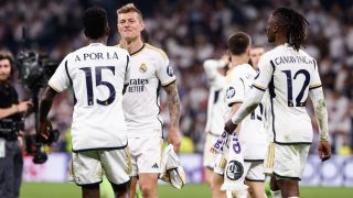 Los jugadores del Real Madrid celebrando el pase a la final de Champions. (Europa Press)
