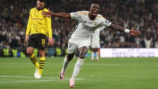 Vinicius celebra un gol en el Real Madrid-Borussia Dortmund. (Getty)