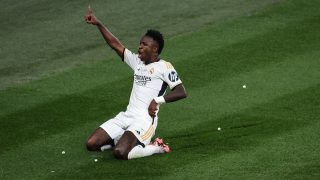 Vinicius celebra un gol en la final de la Champions. (Getty)