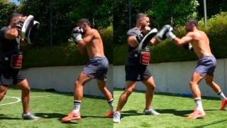 Carvajal, entrenando boxeo antes de sumarse a los entrenamientos del Real Madrid.