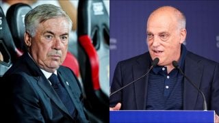 Carlo Ancelotti y Javier Tebas. (EP)