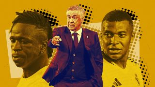 Ancelotti, Vinicius y Mbappé.