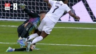 La acción de Rui Silva y Vinicius que acabó en penalti. (DAZN)