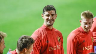 Thibaut Courtois y Kevin de Bruyne, con la selección de Bélgica. (EP)