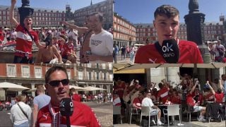 Aficionados del Stuttgart en el centro de Madrid.