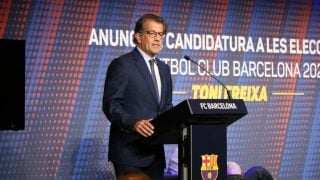 Toni Freixa presentando su candidatura a la presidencia del Barcelona hace unos años.