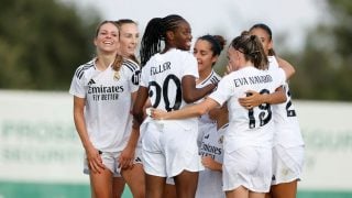 Las jugadoras del Real Madrid celebran un gol contra el Sporting de Lisboa. (realmadrid.com)