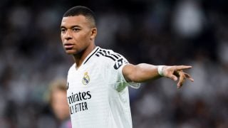 Kylian Mbappé, en un partido con el Real Madrid. (Getty)