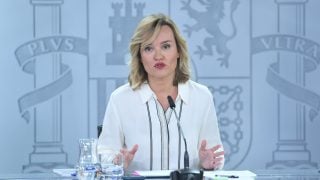 Pilar Alegría, en rueda de prensa. (EP)