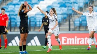 Olga celebra el gol contra el Valencia. (EFE)