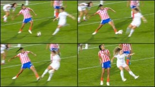 Secuencia del penalti pitado contra el Real Madrid. (DAZN)