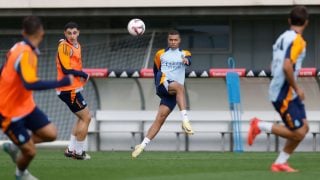 Mbappé en el entrenamiento de este martes. (RealMadrid)