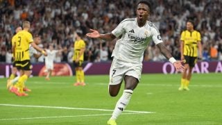 Vinicius celebra uno de sus goles ante el Dortmund. (Getty)