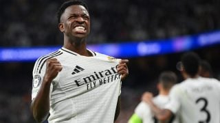 Vinicius celebra uno de sus goles contra el Borussia Dortmund. (Getty)