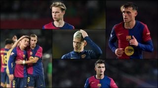 Pedri, Casadó, Olm, Gavi, Fermín y De Jong. (Getty)