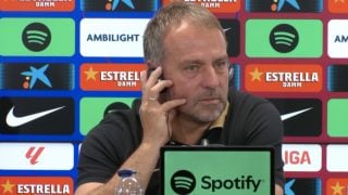 Flick en rueda de prensa. (FC Barcelona)