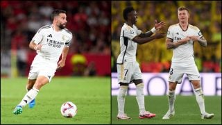 Carvajal, Vinicius y Toni Kroos, con el Real Madrid. (Getty)