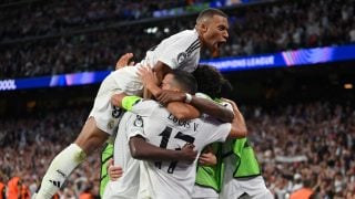 Los jugadores del Real Madrid celebran un gol en la Champions League. (Getty)